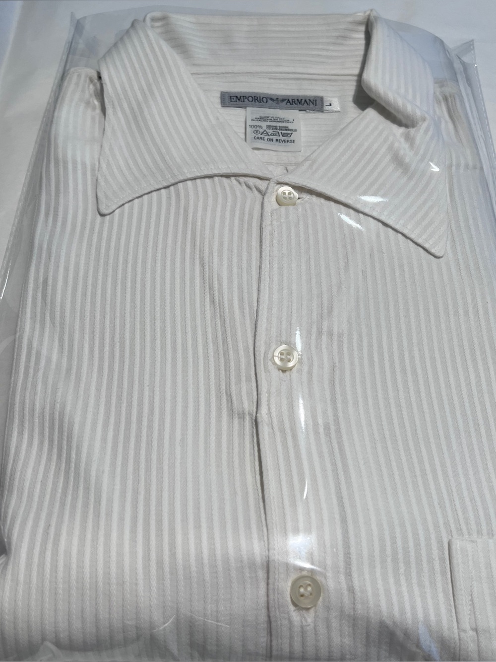 Vintage EMPORIO ARMANI Men’S White Cotton Dress Long Sleeve Shirt